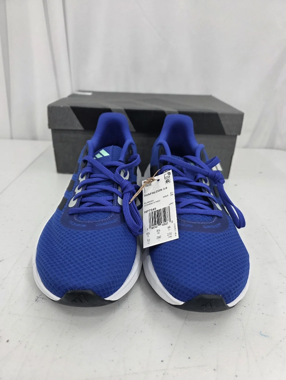 New Adidas Runfalcon 3.0 Cloudfoam Blue Black Running Shoes Mens Size 10 HP7549.